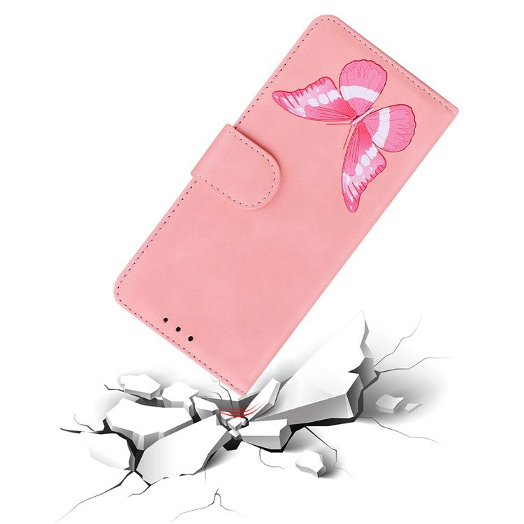 For Xiaomi Poco C75 4G / Redmi 14R 5G / 14C 4G Stand Case PU Leather Phone Cover Butterfly Printed - Pink