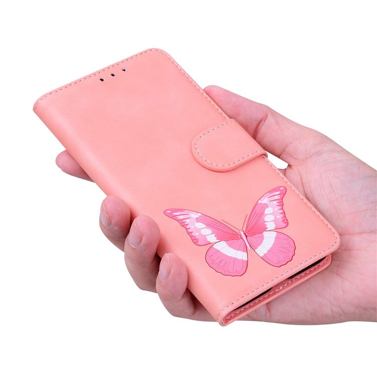 For Xiaomi Poco C75 4G / Redmi 14R 5G / 14C 4G Stand Case PU Leather Phone Cover Butterfly Printed - Pink