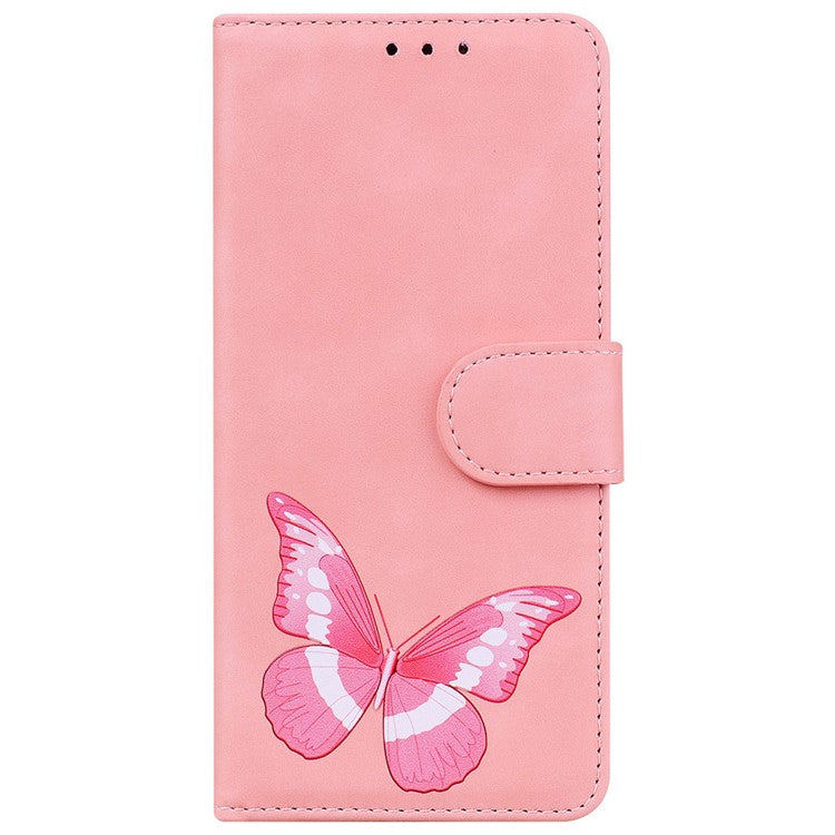 For Xiaomi Poco C75 4G / Redmi 14R 5G / 14C 4G Stand Case PU Leather Phone Cover Butterfly Printed - Pink