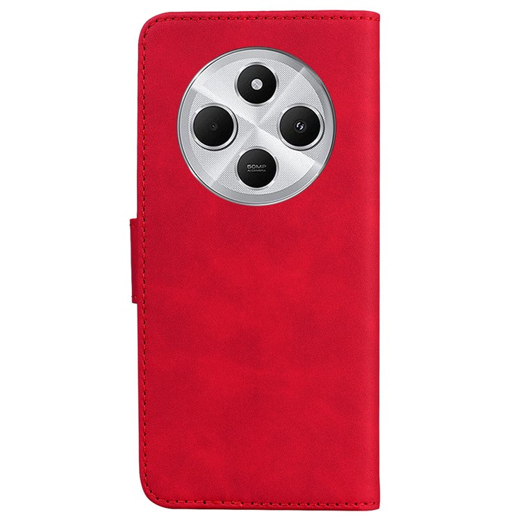 For Xiaomi Poco C75 4G / Redmi 14R 5G / 14C 4G Stand Case PU Leather Phone Cover Butterfly Printed - Red