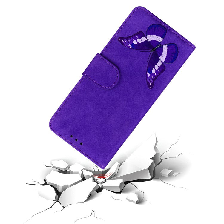 For Xiaomi Poco C75 4G / Redmi 14R 5G / 14C 4G Stand Case PU Leather Phone Cover Butterfly Printed - Purple