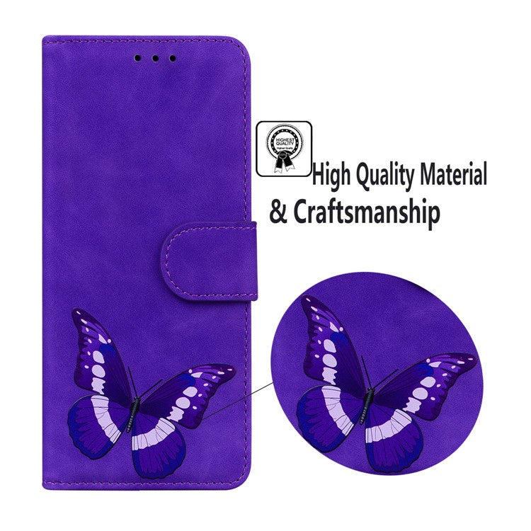 For Xiaomi Poco C75 4G / Redmi 14R 5G / 14C 4G Stand Case PU Leather Phone Cover Butterfly Printed - Purple