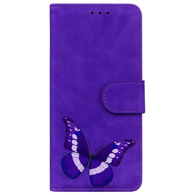 For Xiaomi Poco C75 4G / Redmi 14R 5G / 14C 4G Stand Case PU Leather Phone Cover Butterfly Printed - Purple