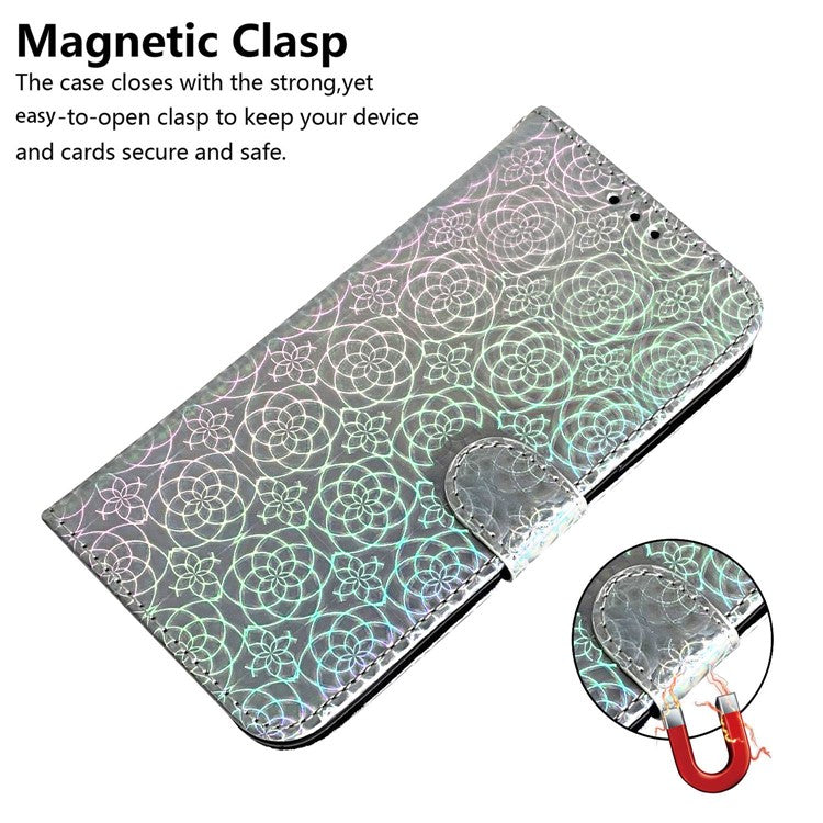 For Xiaomi Poco C75 4G / Redmi 14R 5G / 14C 4G Stand Case Dazzling Flower Leather Phone Cover - Grey