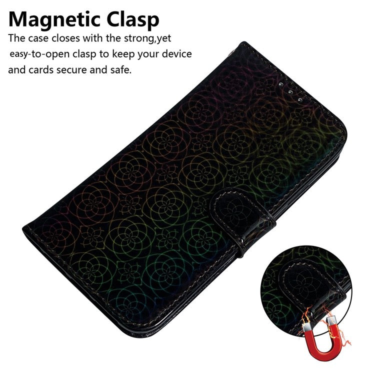 For Xiaomi Poco C75 4G / Redmi 14R 5G / 14C 4G Stand Case Dazzling Flower Leather Phone Cover - Black