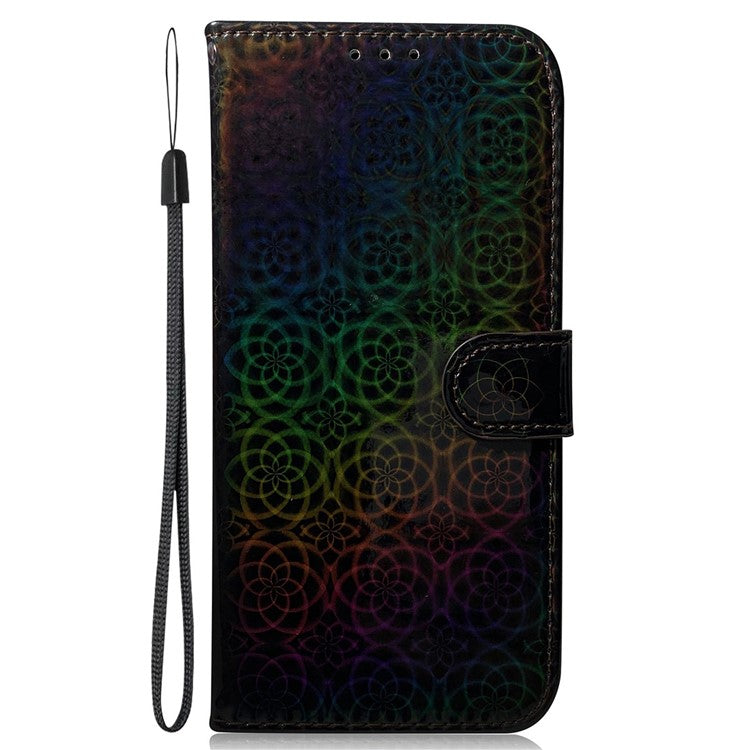 For Xiaomi Poco C75 4G / Redmi 14R 5G / 14C 4G Stand Case Dazzling Flower Leather Phone Cover - Black