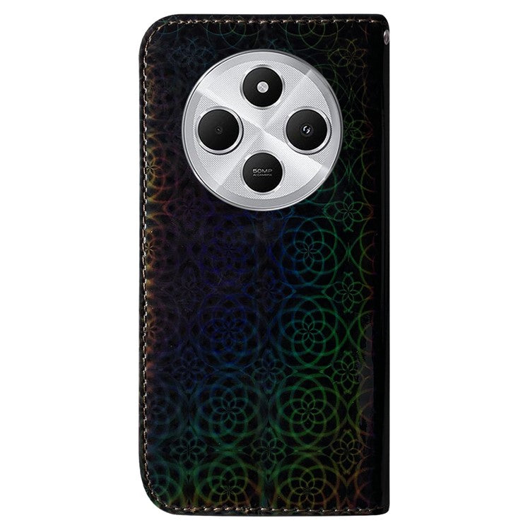 For Xiaomi Poco C75 4G / Redmi 14R 5G / 14C 4G Stand Case Dazzling Flower Leather Phone Cover - Black