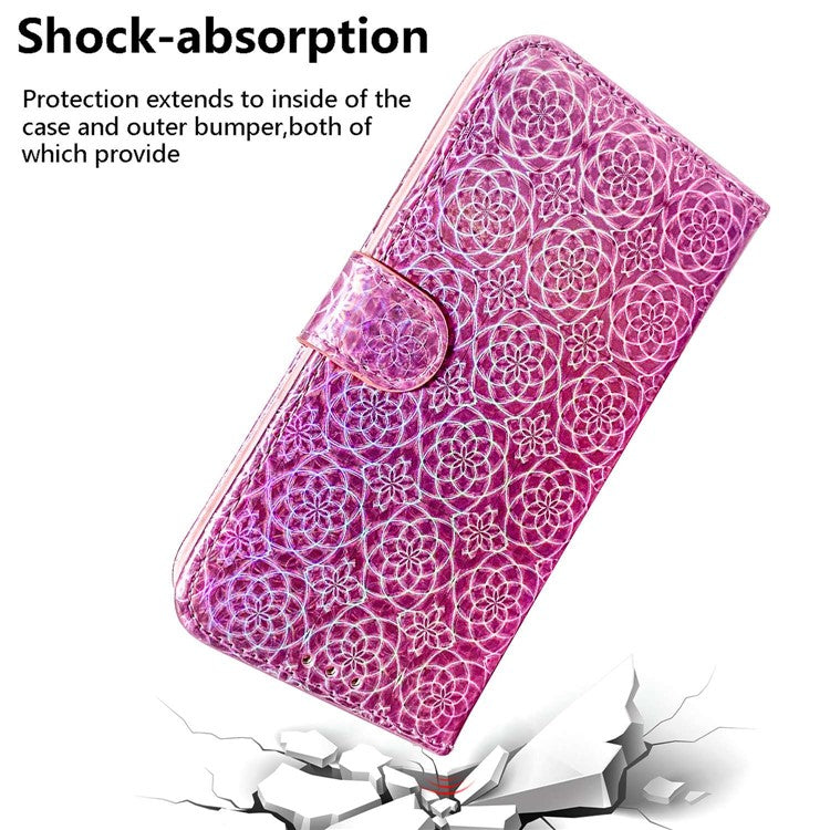 For Xiaomi Poco C75 4G / Redmi 14R 5G / 14C 4G Stand Case Dazzling Flower Leather Phone Cover - Pink