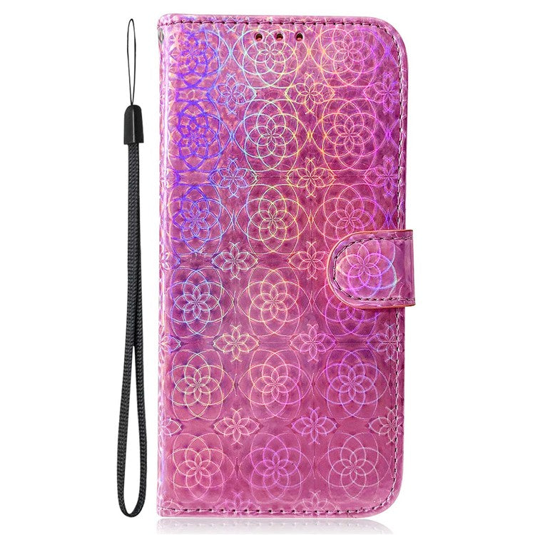 For Xiaomi Poco C75 4G / Redmi 14R 5G / 14C 4G Stand Case Dazzling Flower Leather Phone Cover - Pink