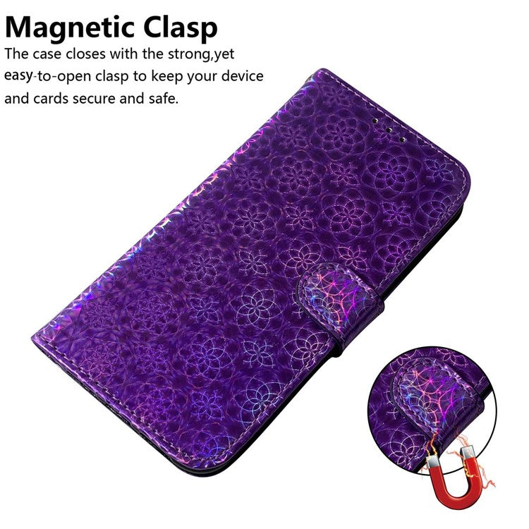 For Xiaomi Poco C75 4G / Redmi 14R 5G / 14C 4G Stand Case Dazzling Flower Leather Phone Cover - Purple