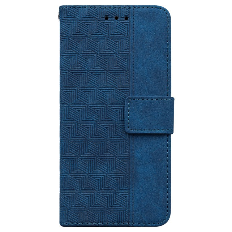 For Xiaomi Poco C75 4G / Redmi 14R 5G / 14C 4G Case Geometry Pattern Leather Wallet Phone Cover - Blue