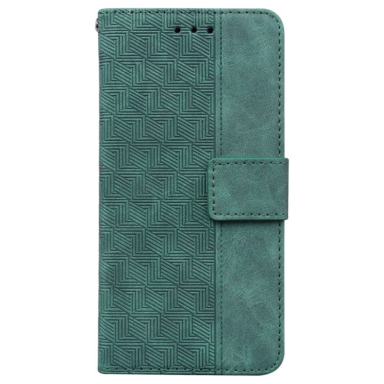 For Xiaomi Poco C75 4G / Redmi 14R 5G / 14C 4G Case Geometry Pattern Leather Wallet Phone Cover - Green