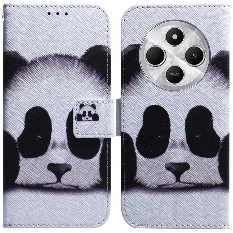 For Xiaomi Poco C75 4G / Redmi 14R 5G / 14C 4G Wallet Case Pattern Print Leather Phone Cover - Panda