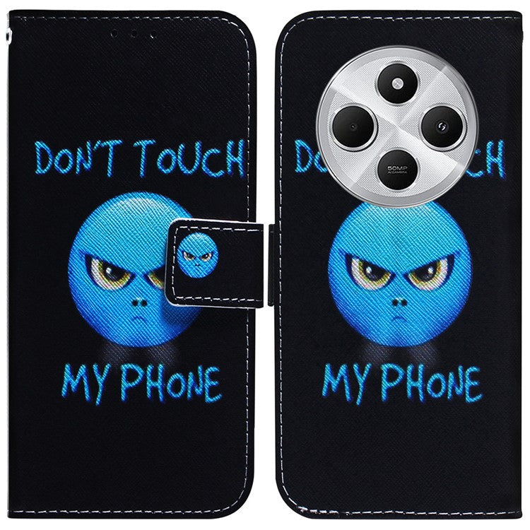 For Xiaomi Poco C75 4G / Redmi 14R 5G / 14C 4G Wallet Case Pattern Print Leather Phone Cover - Don't Touch My Phone