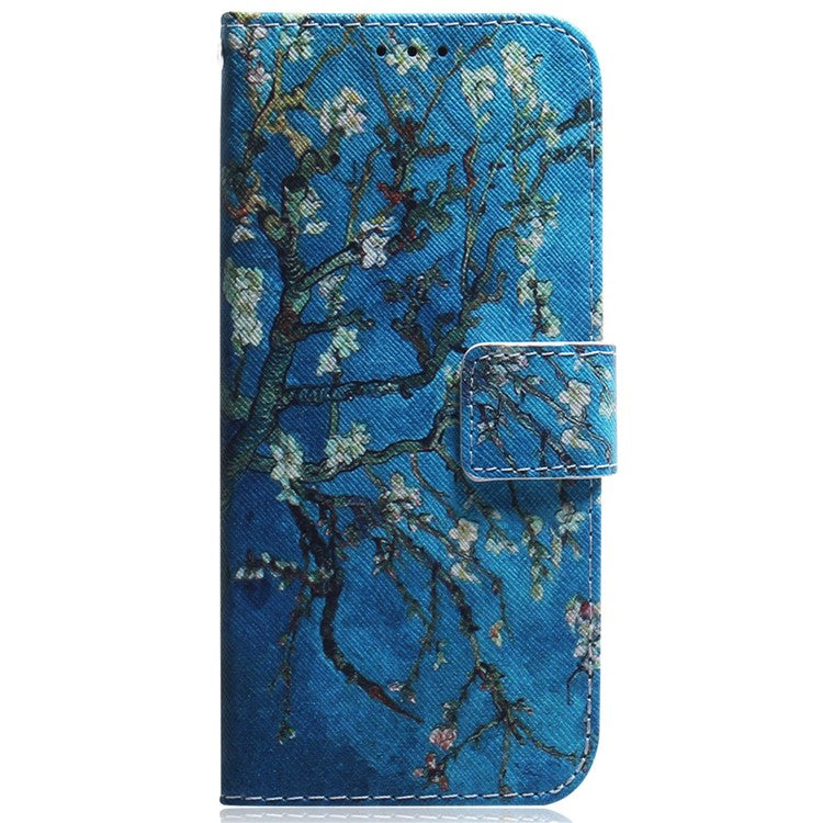 For Xiaomi Poco C75 4G / Redmi 14R 5G / 14C 4G Wallet Case Pattern Print Leather Phone Cover - Apricot Flowers