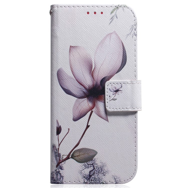 For Xiaomi Poco C75 4G / Redmi 14R 5G / 14C 4G Wallet Case Pattern Print Leather Phone Cover - Pink Flower