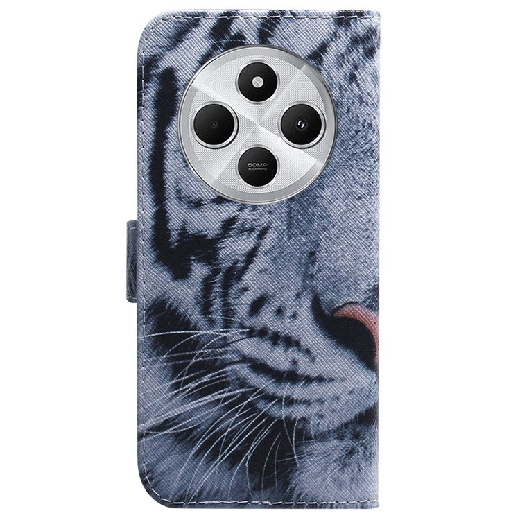 For Xiaomi Poco C75 4G / Redmi 14R 5G / 14C 4G Wallet Case Pattern Print Leather Phone Cover - Tiger