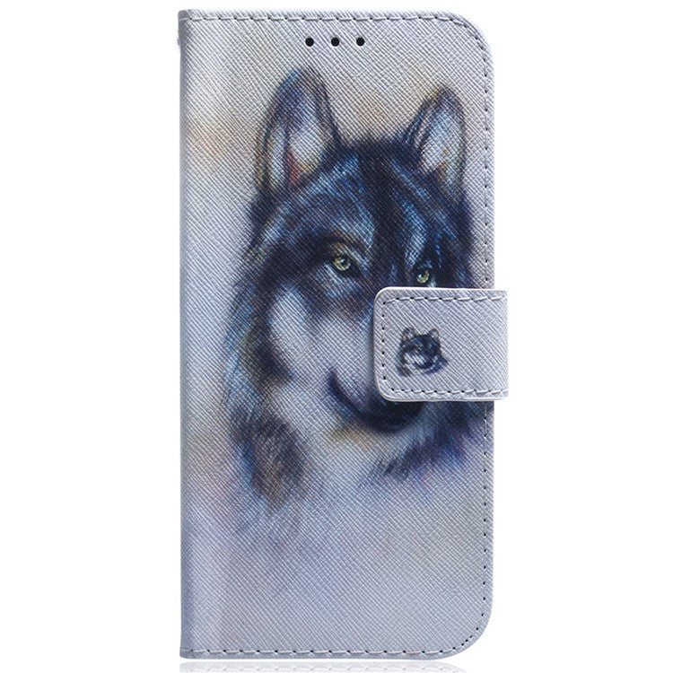 For Xiaomi Poco C75 4G / Redmi 14R 5G / 14C 4G Wallet Case Pattern Print Leather Phone Cover - Wolf