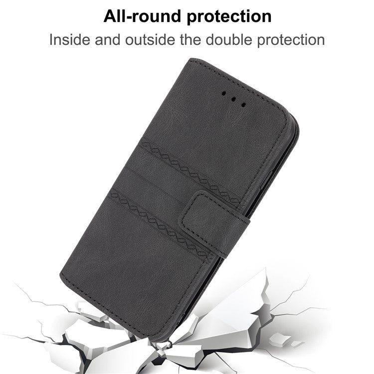 For Xiaomi Redmi 14C 4G Case Wallet PU Leather Imprinted Pattern Phone Cover - Black