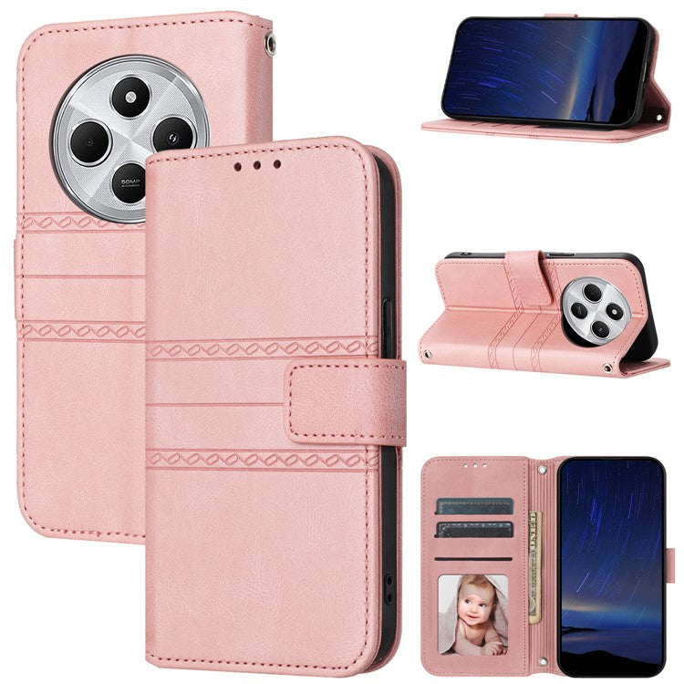 For Xiaomi Redmi 14C 4G Case Wallet PU Leather Imprinted Pattern Phone Cover - Pink