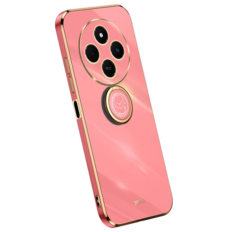 XINLI For Xiaomi Poco C75 4G / Redmi 14R 5G / 14C 4G Case Ring Kickstand Electroplating TPU Phone Cover - Red