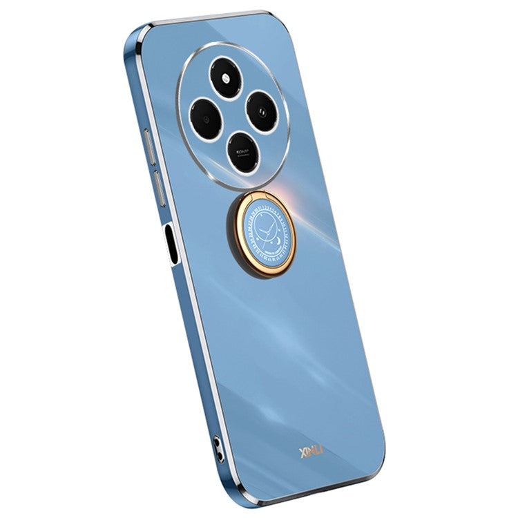 XINLI For Xiaomi Poco C75 4G / Redmi 14R 5G / 14C 4G Case Ring Kickstand Electroplating TPU Phone Cover - Blue