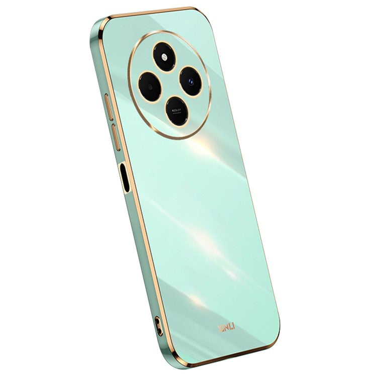 XINLI For Xiaomi Poco C75 4G / Redmi 14R 5G / 14C 4G Case TPU Phone Cover with Electroplating Frame - Cyan