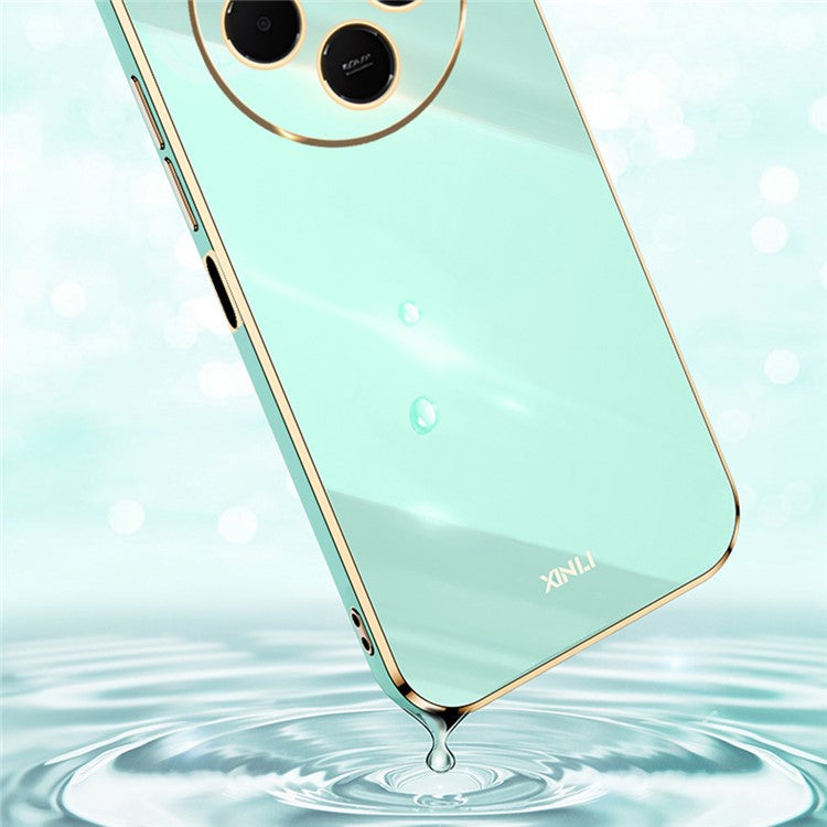 XINLI For Xiaomi Poco C75 4G / Redmi 14R 5G / 14C 4G Case TPU Phone Cover with Electroplating Frame - Cyan