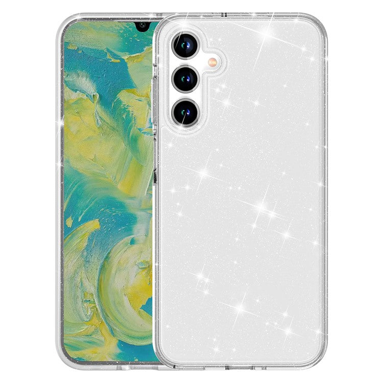 For Samsung Galaxy A16 5G / A16 4G Case TPU+PC Glitter Transparent Phone Cover - Sparkly Glitter White