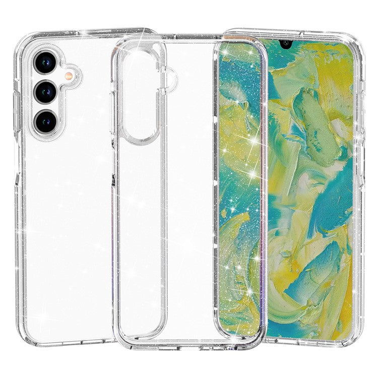 For Samsung Galaxy A16 5G / A16 4G Case TPU+PC Glitter Transparent Phone Cover - Sparkly Glitter White