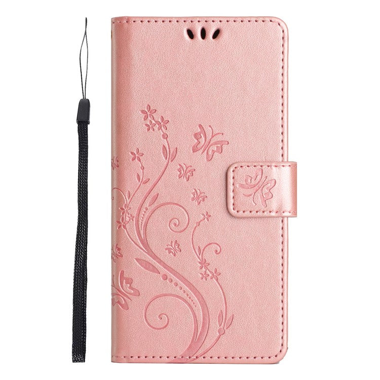 For Xiaomi Redmi 14C 4G Case Pattern Imprint PU Leather Phone Wallet Cover with Strap - Rose Gold