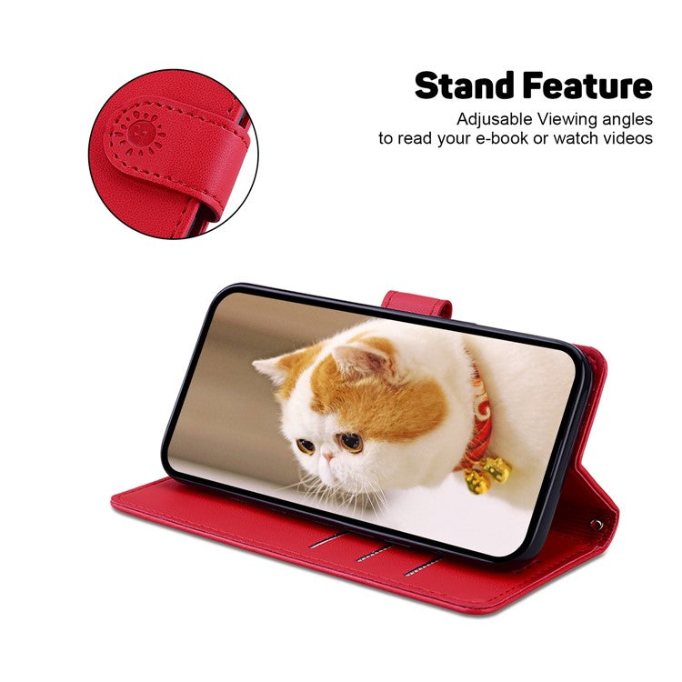 For Google Pixel 9 Pro / Pixel 9 Case RFID Blocking Kitten Pattern TPU+PU Leather Phone Cover - Red