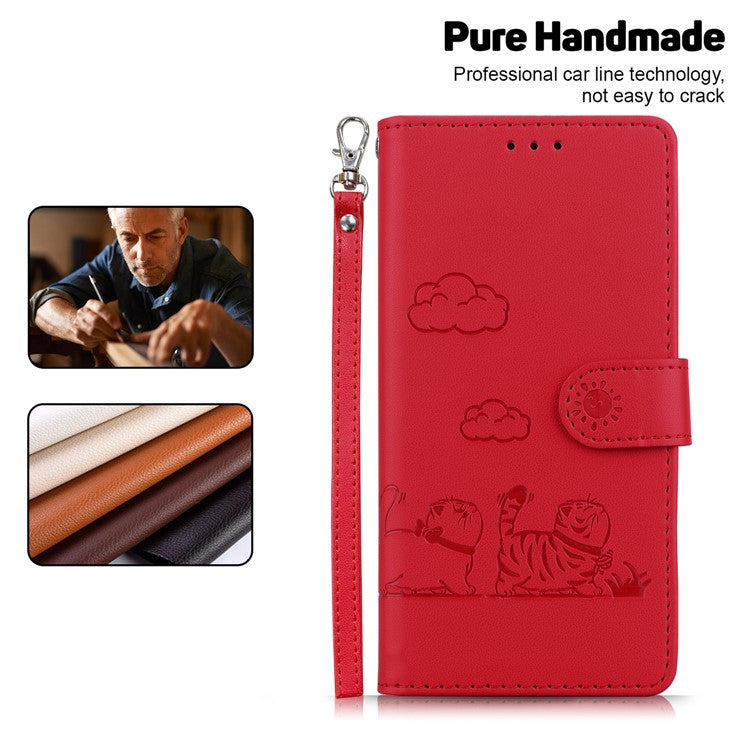 For Google Pixel 9 Pro / Pixel 9 Case RFID Blocking Kitten Pattern TPU+PU Leather Phone Cover - Red