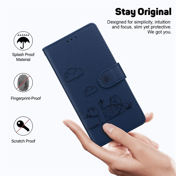 For Google Pixel 9 Pro / Pixel 9 Case RFID Blocking Kitten Pattern TPU+PU Leather Phone Cover - Blue