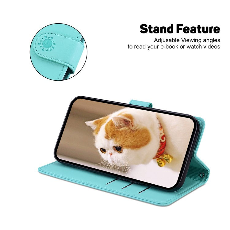 For Google Pixel 9 Pro / Pixel 9 Case RFID Blocking Kitten Pattern TPU+PU Leather Phone Cover - Green