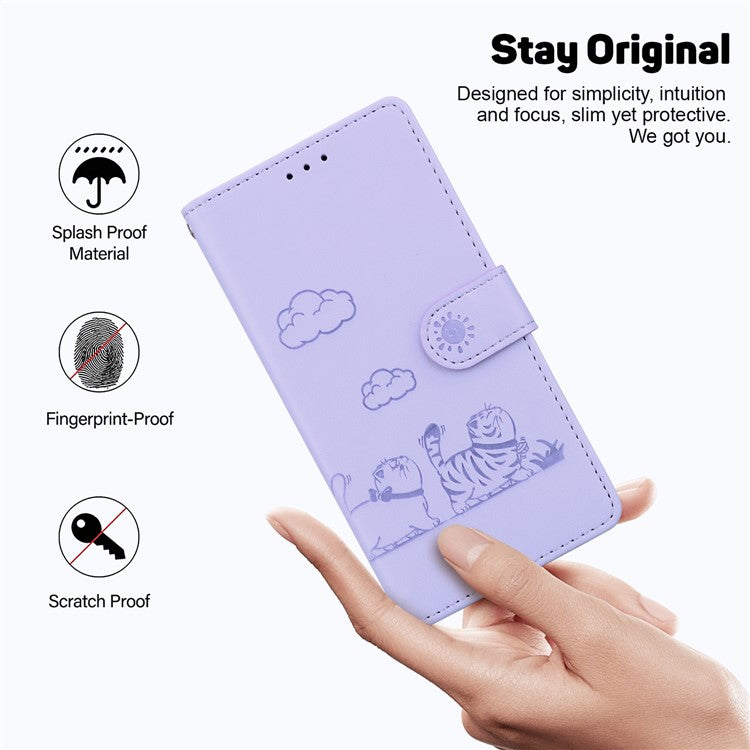 For Google Pixel 9 Pro / Pixel 9 Case RFID Blocking Kitten Pattern TPU+PU Leather Phone Cover - Purple