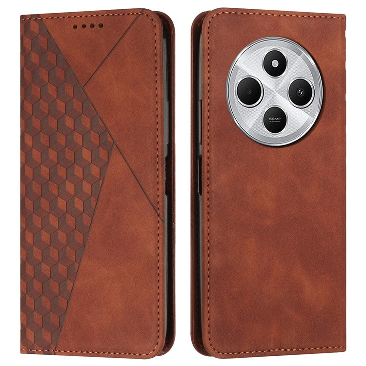 For Xiaomi Redmi 14C 4G Phone Cover Imprinted PU Leather Wallet Stand Case - Brown