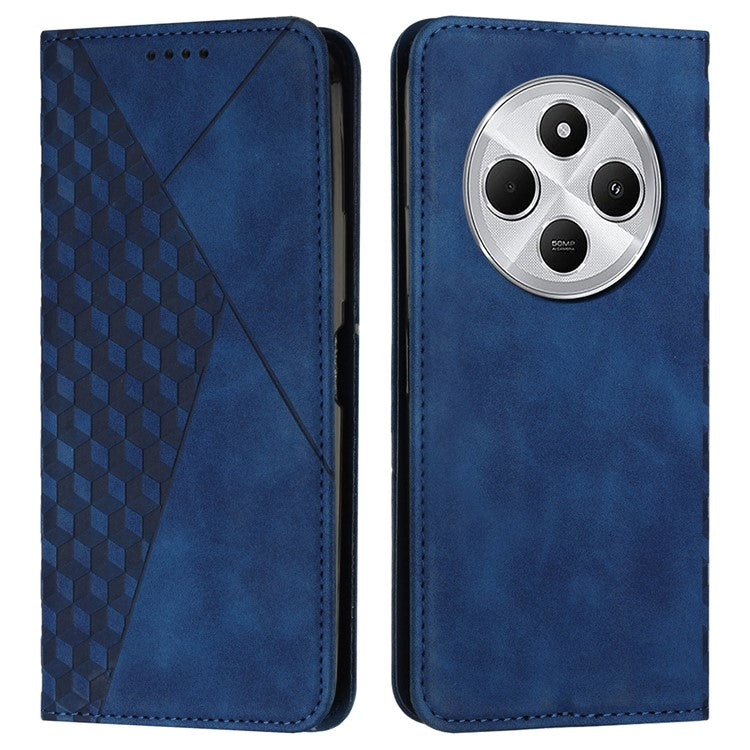 For Xiaomi Redmi 14C 4G Phone Cover Imprinted PU Leather Wallet Stand Case - Sapphire