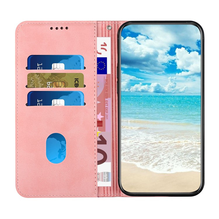 For Xiaomi Poco C75 4G / Redmi 14R 5G / 14C 4G Phone Cover Imprinted PU Leather Wallet Stand Case - Rose Gold