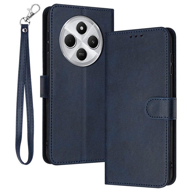 For Xiaomi Poco C75 4G / Redmi 14R 5G / 14C 4G Case Flip Stand PU Leather Wallet Phone Cover Calf Texture - Sapphire