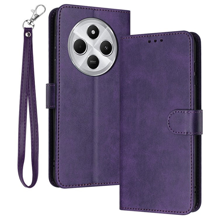 For Xiaomi Poco C75 4G / Redmi 14R 5G / 14C 4G Case Flip Stand PU Leather Wallet Phone Cover Calf Texture - Purple