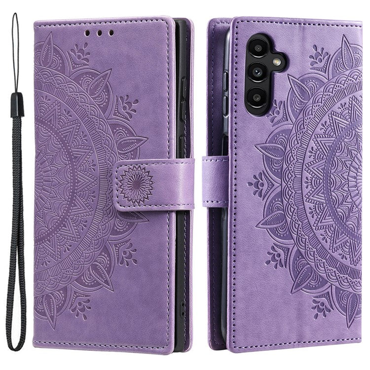 For Samsung Galaxy S25 Case Imprinted Totem PU Leather Wallet Stand Phone Cover - Purple