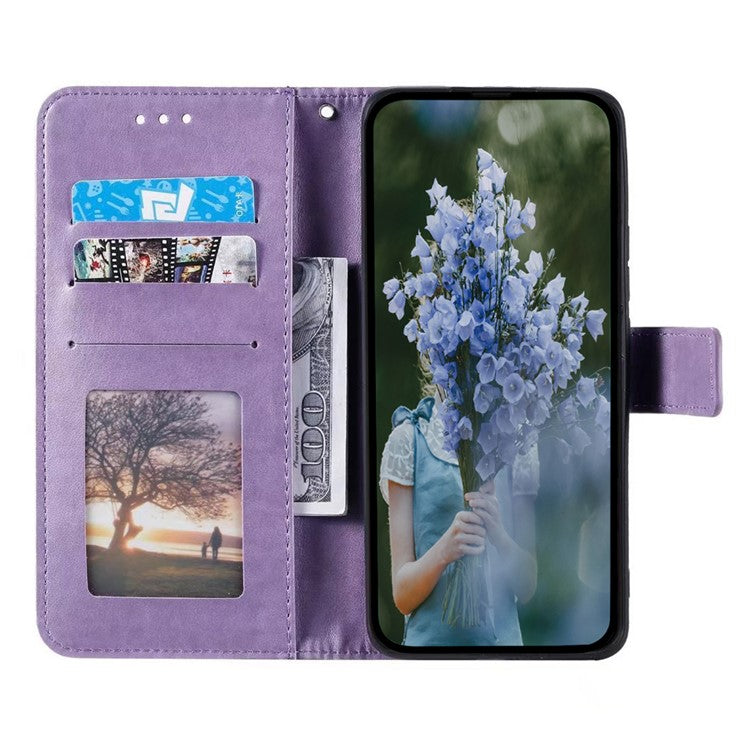 For Samsung Galaxy S25 Case Imprinted Totem PU Leather Wallet Stand Phone Cover - Purple