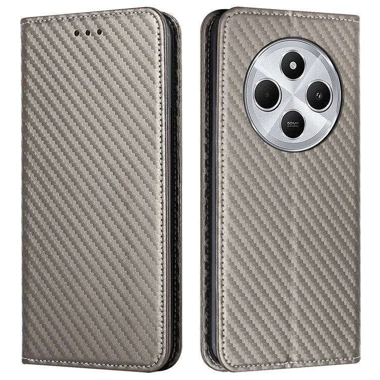 For Xiaomi Poco C75 4G / Redmi 14R 5G / 14C 4G Case Leather Flip Phone Cover Stand Strong Magnetic Closure - Grey