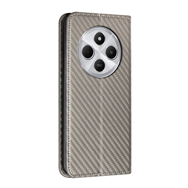 For Xiaomi Poco C75 4G / Redmi 14R 5G / 14C 4G Case Leather Flip Phone Cover Stand Strong Magnetic Closure - Grey