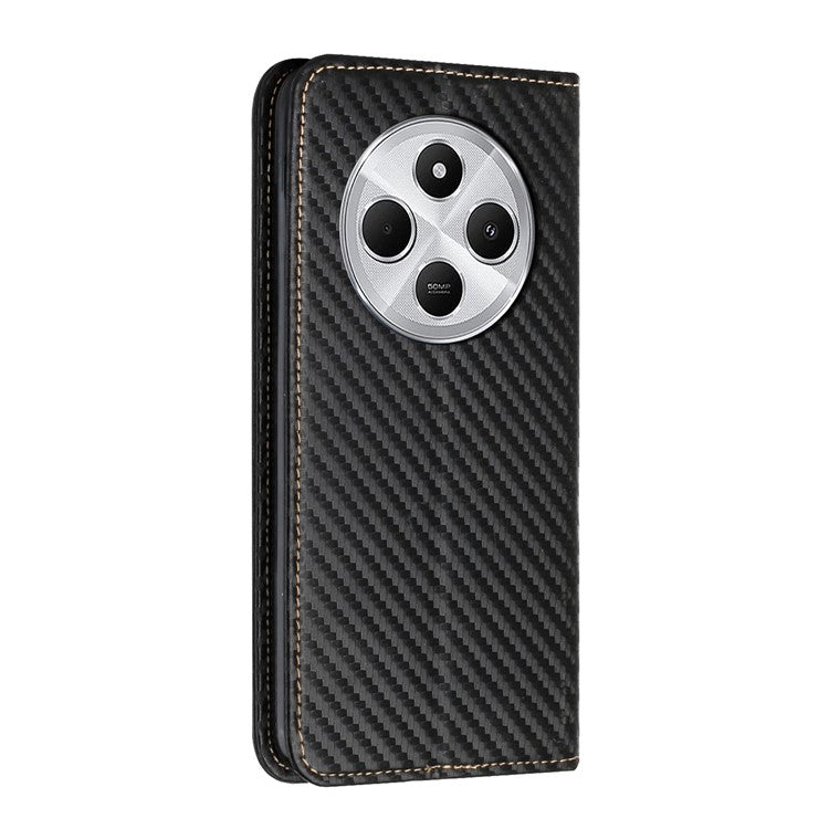 For Xiaomi Poco C75 4G / Redmi 14R 5G / 14C 4G Case Leather Flip Phone Cover Stand Strong Magnetic Closure - Black