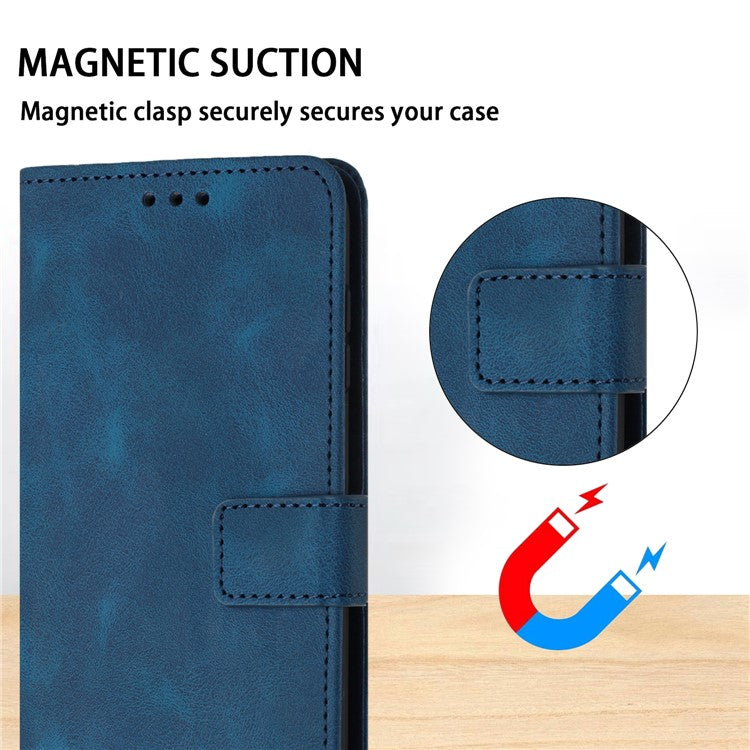 For Xiaomi Poco C75 4G / Redmi 14R 5G / 14C 4G Leather Case Solid Color Wallet Protective Phone Cover - Blue