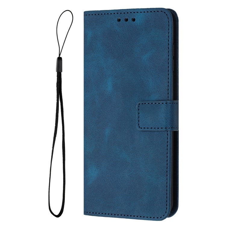 For Xiaomi Poco C75 4G / Redmi 14R 5G / 14C 4G Leather Case Solid Color Wallet Protective Phone Cover - Blue