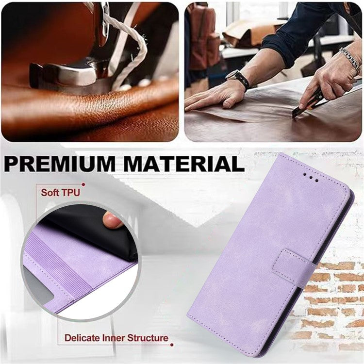 For Xiaomi Poco C75 4G / Redmi 14R 5G / 14C 4G Leather Case Solid Color Wallet Protective Phone Cover - Purple