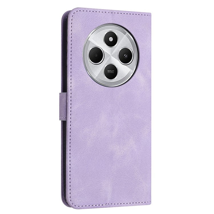 For Xiaomi Poco C75 4G / Redmi 14R 5G / 14C 4G Leather Case Solid Color Wallet Protective Phone Cover - Purple